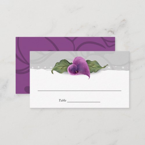 Purple Calla Lily Wedding Elegant Floral Place Card
