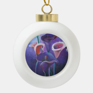 Purple Callas Lilac And Purple Art Ceramic Ball Christmas Ornament