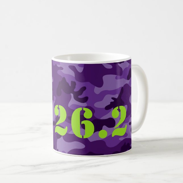 Purple Camo 26.2 Marathon Running Race Sports Coffee Mug (Front Right)