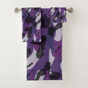 Purple Camo Abstract Bath Towel Set