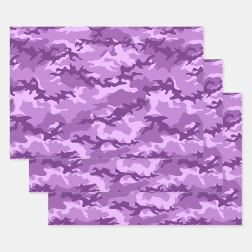 Purple Camo Camouflage Wrapping Paper Sheets