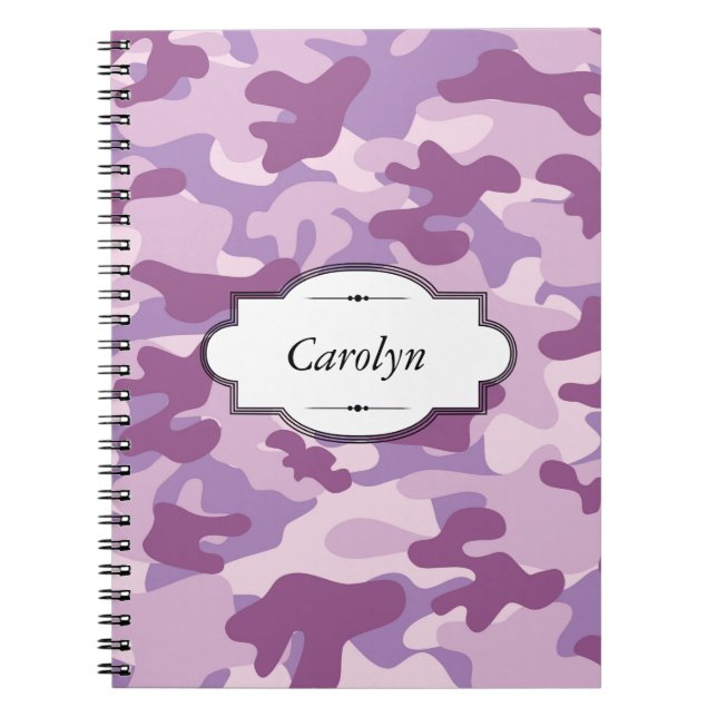 Purple Camo Design Personalized Notebook (Front)