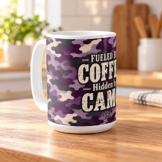 Purple Camo Fueled by Coffee Hidden by Camo Mug