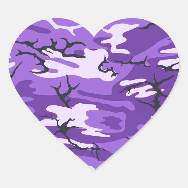 Purple Camo Heart Sticker (Front)