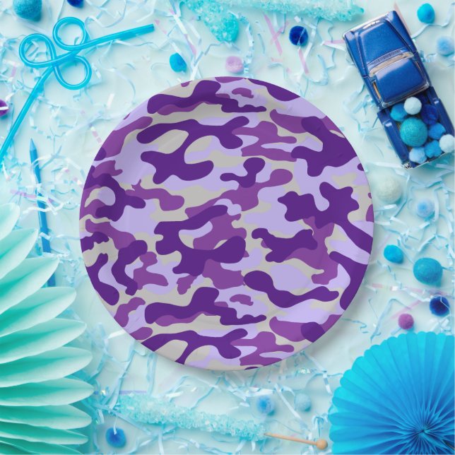 Purple Camo  Paper Plates (Party)