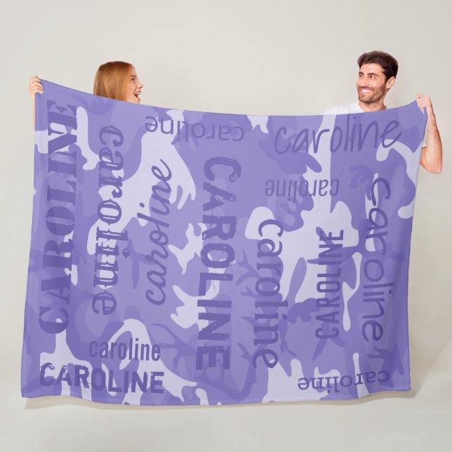 Purple Camo Personalized Fleece Blanket (In Situ)