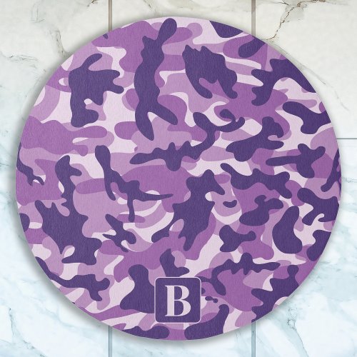 Purple Camo Personalized Girly Monogram Camouflage Outdoor Rug