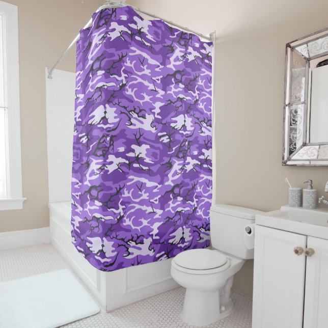 Purple Camo Shower Curtain (In Situ)