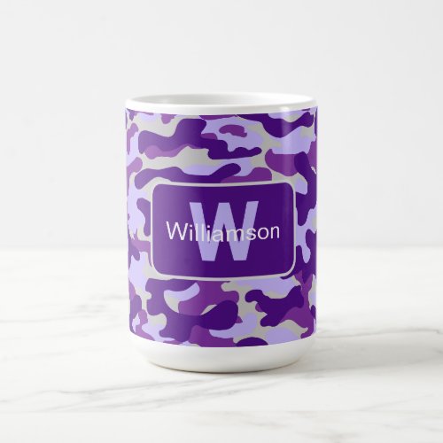Purple Camo With Personalization   Coffee Mug