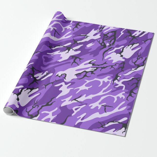 Purple Camo Wrapping Paper (Unrolled)