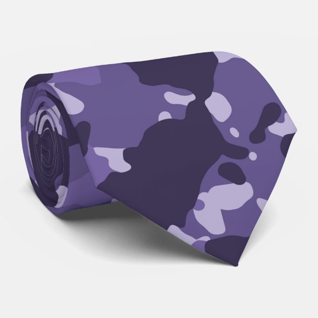 Purple Camouflage Camo Neck Tie (Rolled)