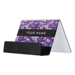 Purple Camouflage, Camouflage, Military, Army Desk Business Card Holder
