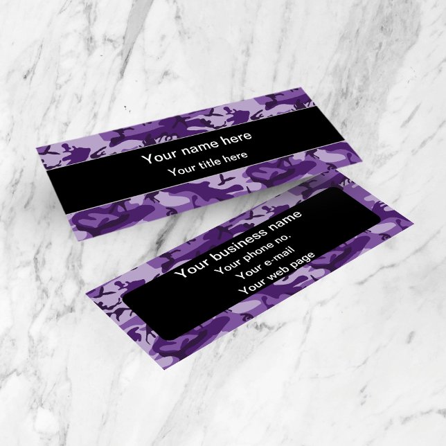 Purple Camouflage, Camouflage, Military, Army Mini Business Card (Creator Uploaded)