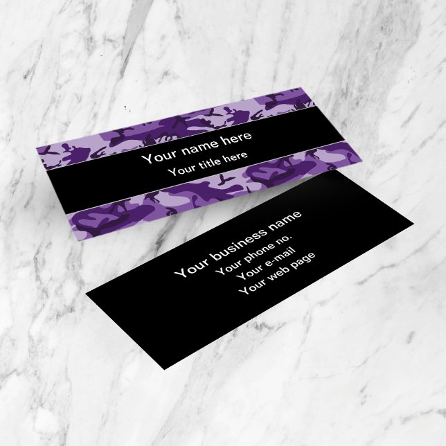 Purple Camouflage, Camouflage, Military, Army Mini Business Card (Creator Uploaded)