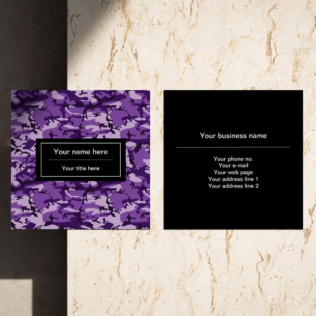 Purple Camouflage, Camouflage, Military, Army Square Business Card (Creator Uploaded)