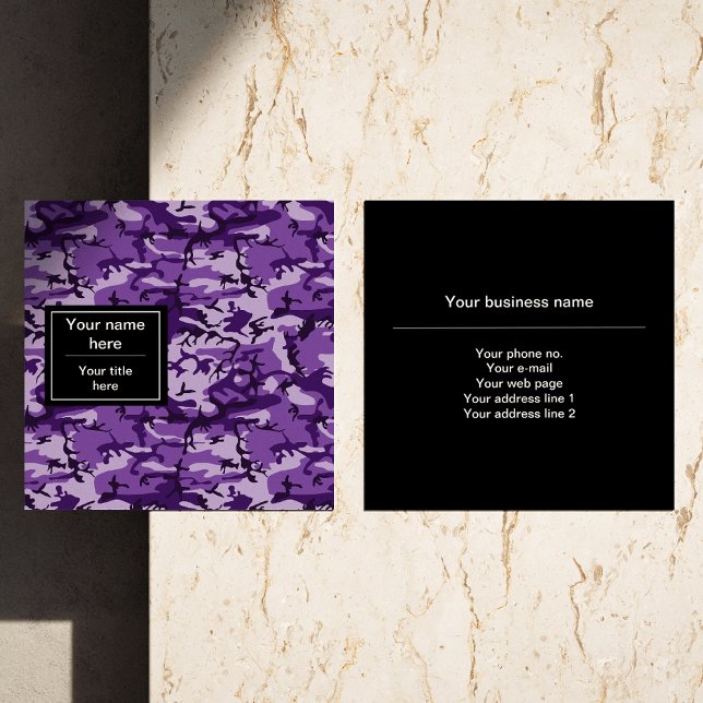 Purple Camouflage, Camouflage, Military, Army Square Business Card (Creator Uploaded)