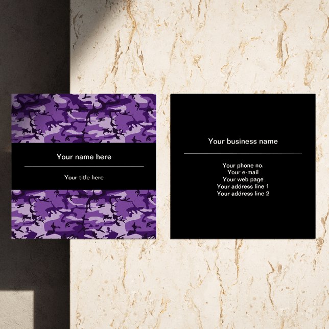 Purple Camouflage, Camouflage, Military, Army Square Business Card (Creator Uploaded)