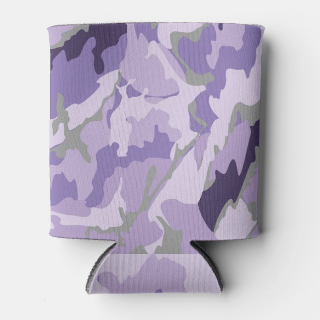 purple camouflage foam can holder cooler (Front)