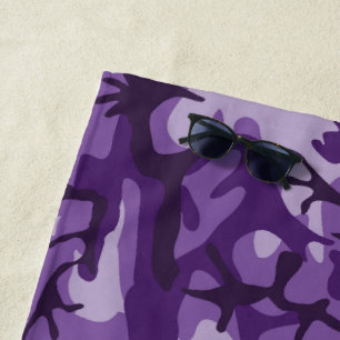 Purple Camouflage, Military, Army Beach Towel