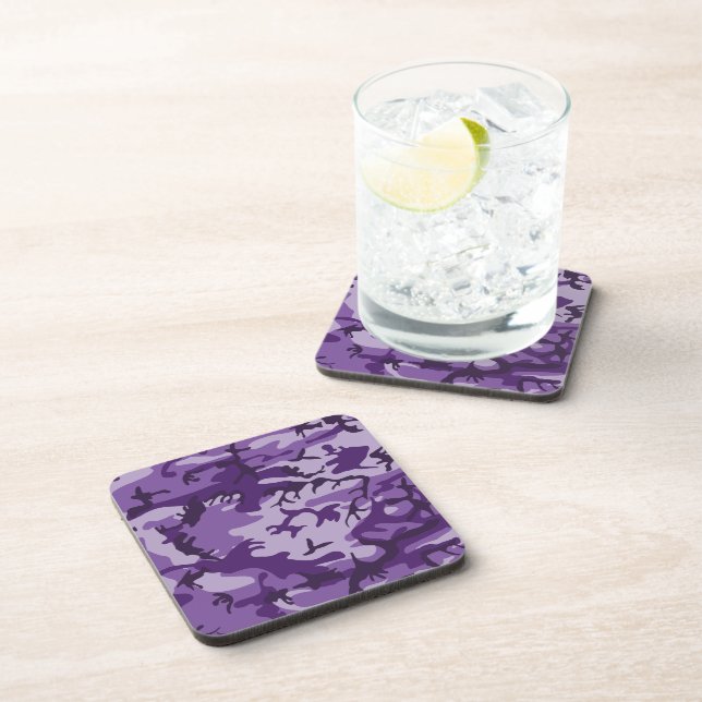 Purple Camouflage, Military, Army Beverage Coaster (Right Side)
