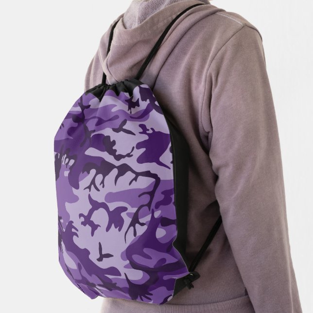 Purple Camouflage, Military, Army Drawstring Bag (Insitu)
