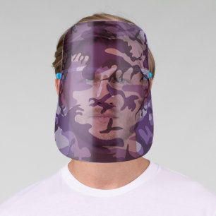 Purple Camouflage, Military, Army Face Shield