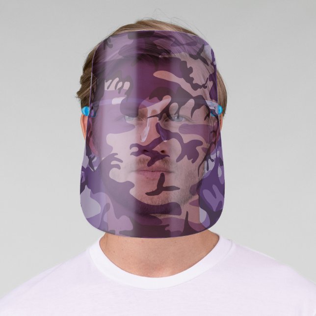 Purple Camouflage, Military, Army Face Shield (Insitu)
