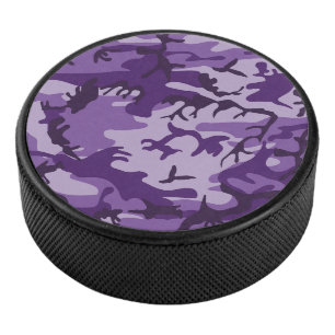 Purple Camouflage, Military, Army Hockey Puck