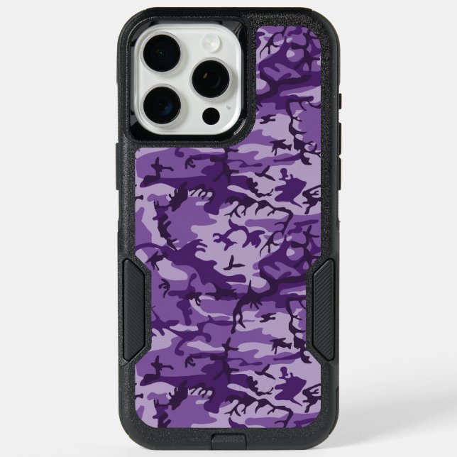 Purple Camouflage, Military, Army iPhone 15 Pro Max Case (Back)