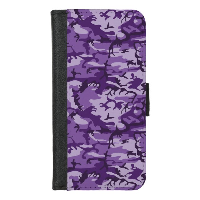 Purple Camouflage, Military, Army iPhone Wallet Case (Front)