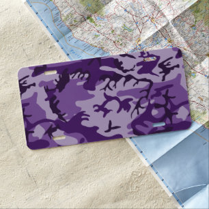 Purple Camouflage, Military, Army License Plate