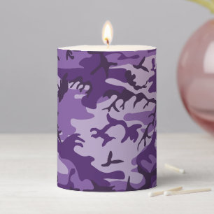 Purple Camouflage, Military, Army Pillar Candle