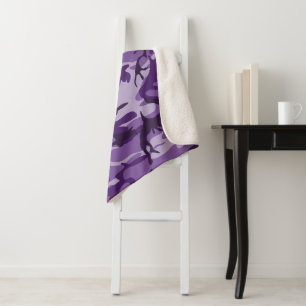 Purple Camouflage, Military, Army Sherpa Blanket