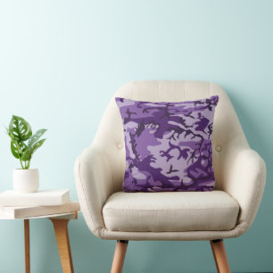 Purple Camouflage, Military, Army Throw Pillow