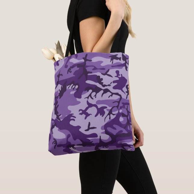 Purple Camouflage, Military, Army Tote Bag (Close Up)
