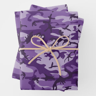 Purple Camouflage, Military, Army Wrapping Paper Sheets