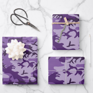 Purple Camouflage, Military, Army Wrapping Paper Sheets
