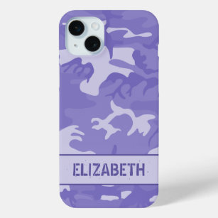 Purple Camouflage Monogram iPhone 15 Plus Case