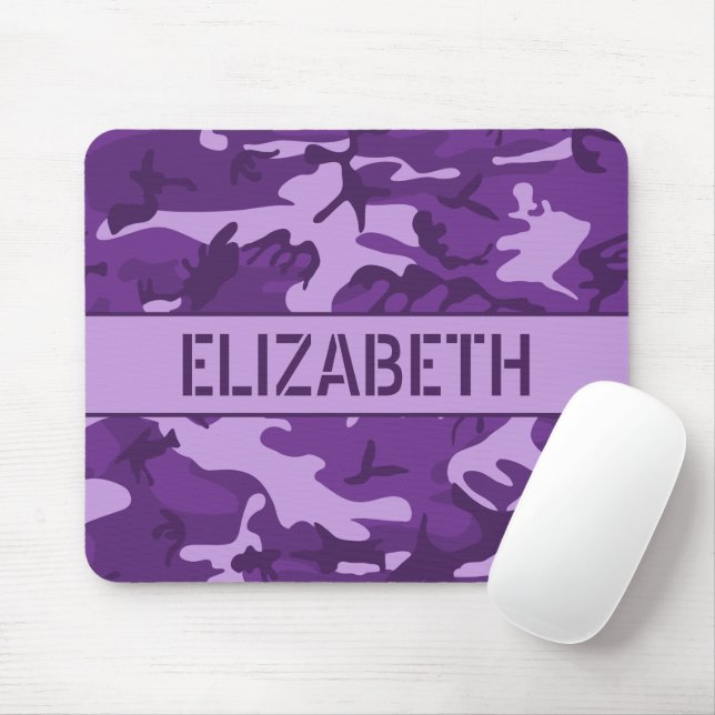 Purple Camouflage Monogrammed Mouse Pad (With Mouse)