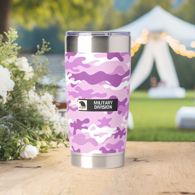Purple Camouflage Pattern Insulated Tumbler (Wedding (Rotated))