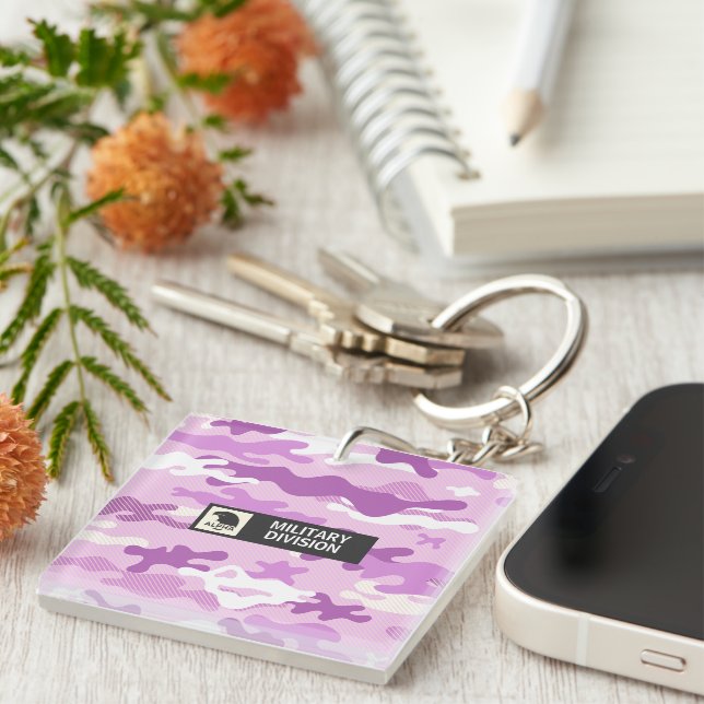 Purple Camouflage Pattern Keychain (Front Right)