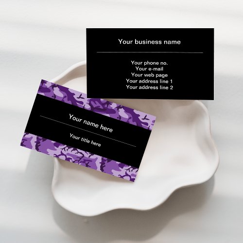 Purple Camouflage Pattern Military Army Business Card