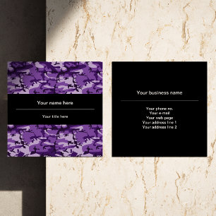 Purple Camouflage Pattern, Military, Army Square Business Card