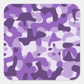 Purple Camouflage Square Sticker by purplestuff at Zazzle