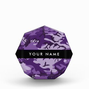 Purple Camouflage Your name Personalize Acrylic Award