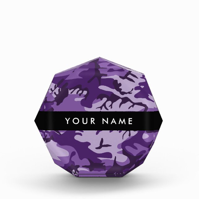 Purple Camouflage Your name Personalize Acrylic Award (Front)