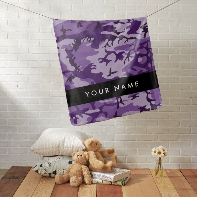 Purple Camouflage Your name Personalize Baby Blanket (In Situ)