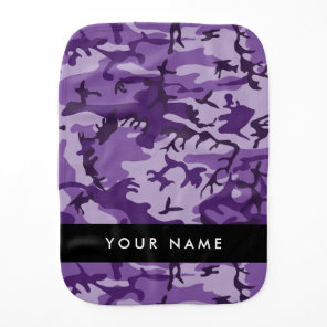 Purple Camouflage Your name Personalize Baby Burp Cloth