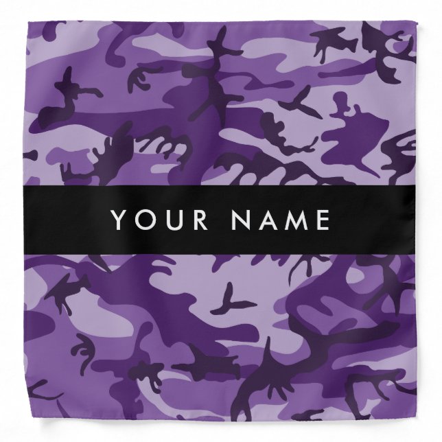 Purple Camouflage Your name Personalize Bandana (Front)