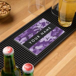 Purple Camouflage Your name Personalize Bar Mat